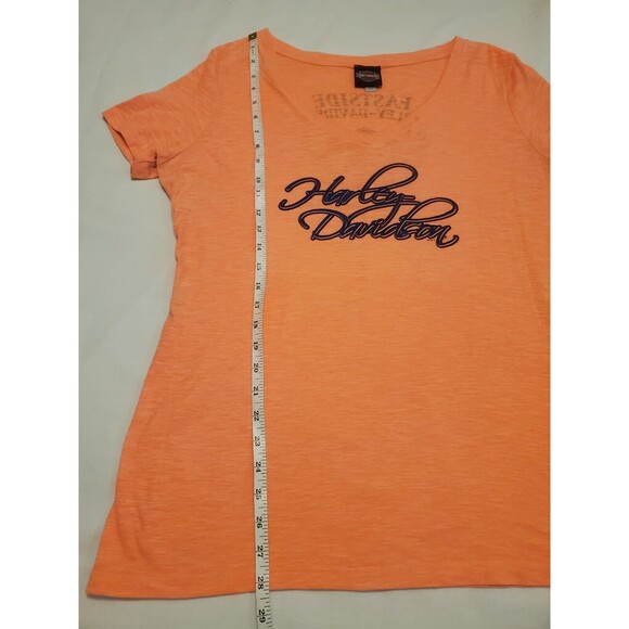 Harley Davidson Womens V Neck Burnout T Shirt XXL Neon Orange - Picture 7 of 7